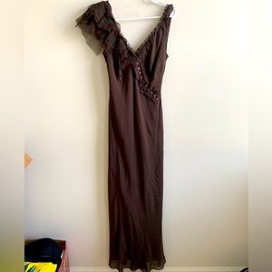 Newport News brown silk maxi dress